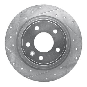 Buick Cascada Brake Rotor (1) - Rear Left - R1 Concepts - Drilled & Slotted - Silver - `11-`19